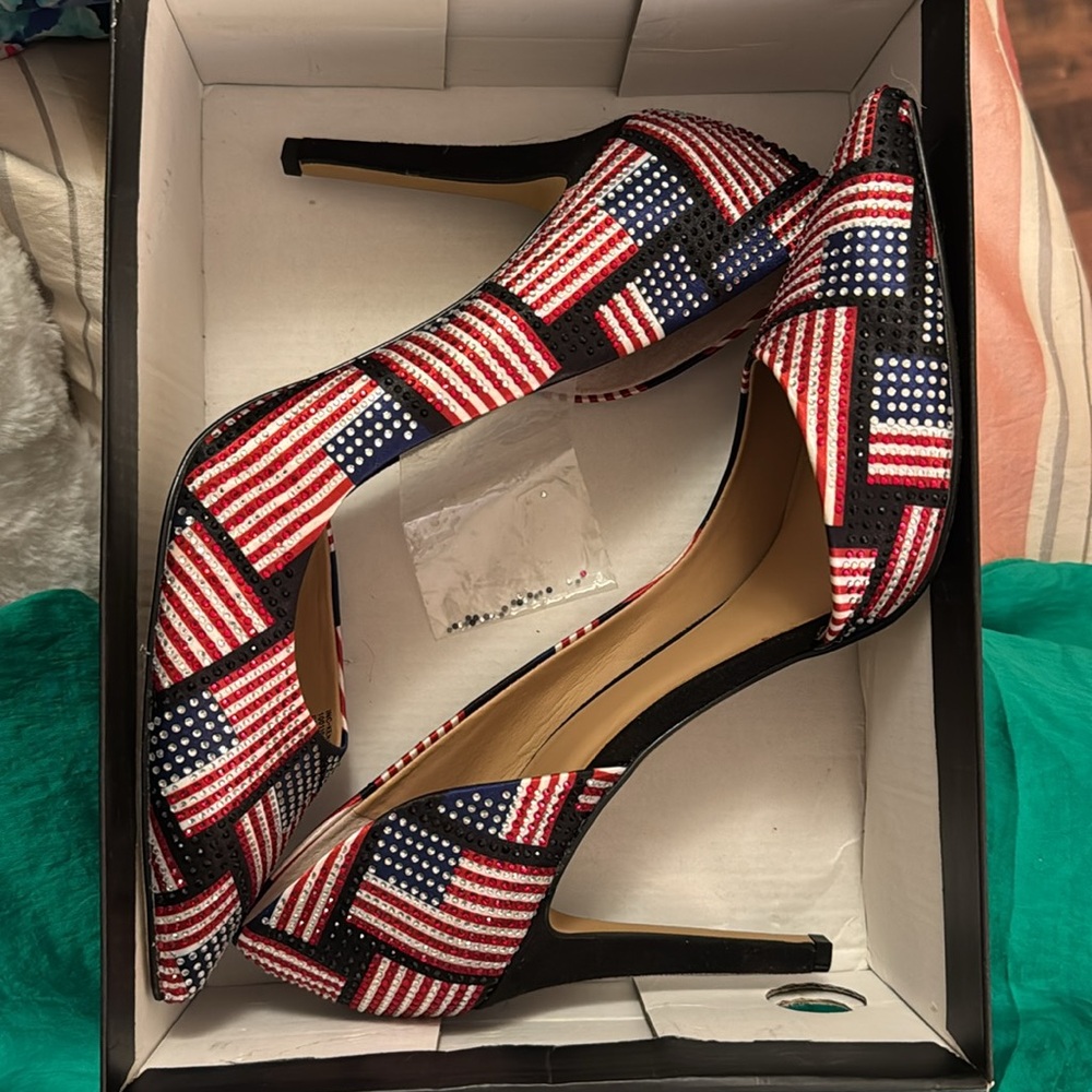 inc international concepts kenjay d’orsay pumps in American flag rhinestone 10